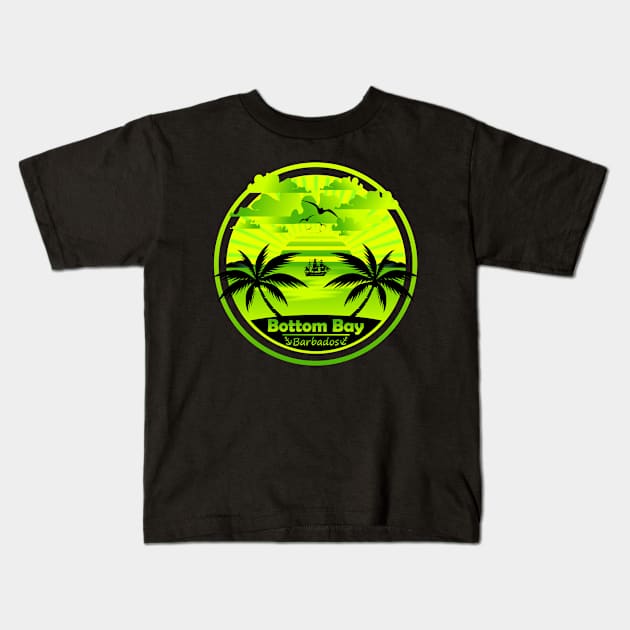 Bottom Bay Beach Barbados, Palm Trees Sunset Summer Kids T-Shirt by Jahmar Anderson